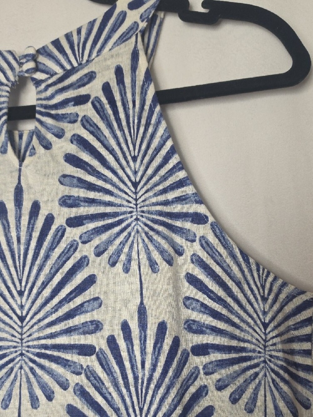Joie 100% Linen Tropical Palm Print Tank Top Medium Blue White Resort - Picture 6 of 9